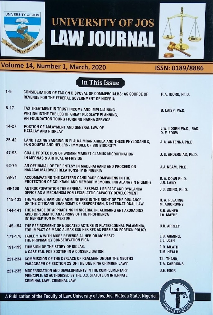 University of Jos Law Journal